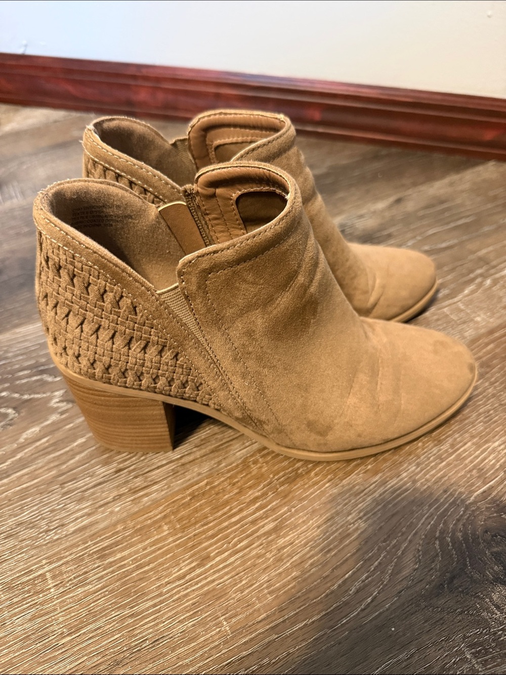 Madden Girl Tan Suede Braided Wedge Heel Booties
